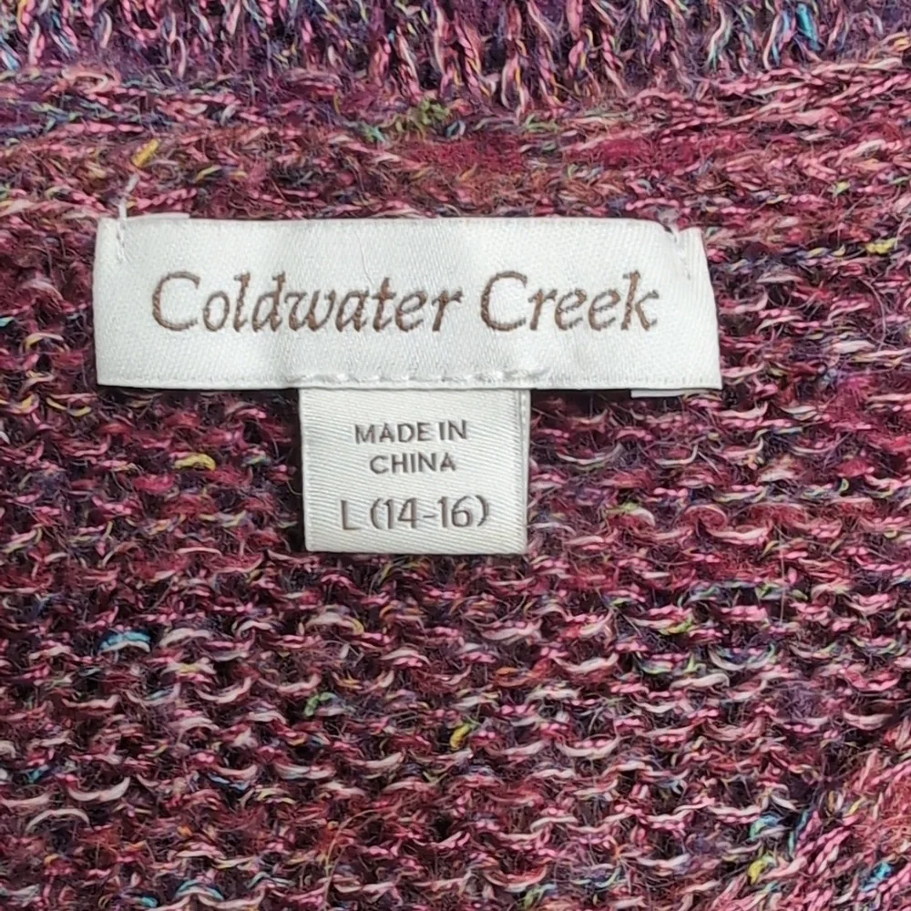 Coldwater Creek Burgundy Mohair Wool Blend V-Neck Long Sleeve Sweater L 14 - 16 - Picture 2 of 8